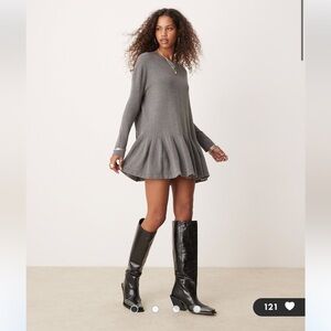 Gray Long-Sleeve Dress